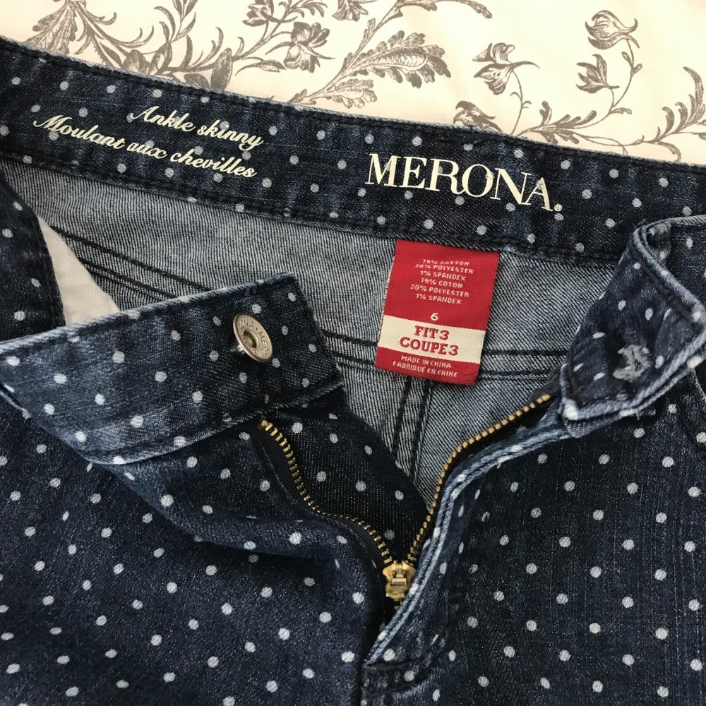 Merona Ankle Skinny Jeans Polka Dot | Size 6 - Picture 8 of 11